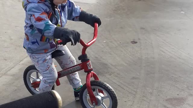 2 year old ripping it up at the skate park