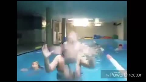 small baby swimming funny video