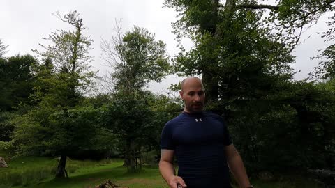 Go pro on a selfie stick Vlog at a wildcampsite