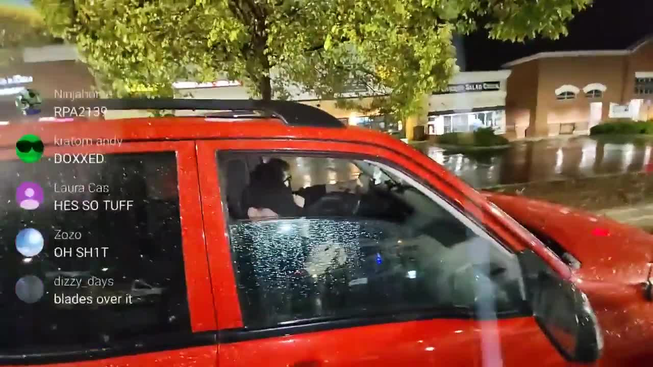 Demon Andy almost gets ran over