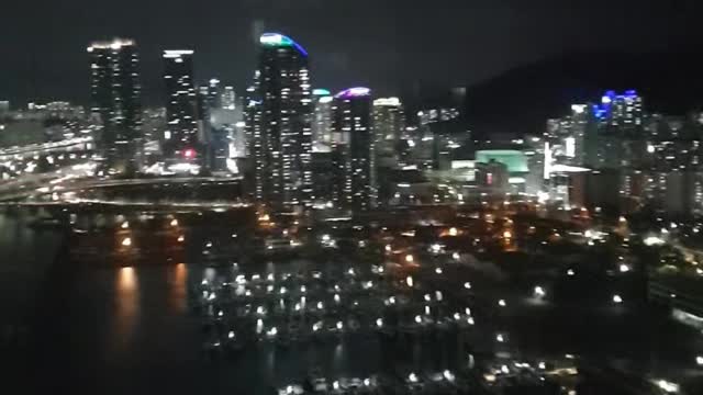 Night view from the hotel Asia Korea Busan Haeundae Winter sea Gwangan Bridge Marine City 2nd