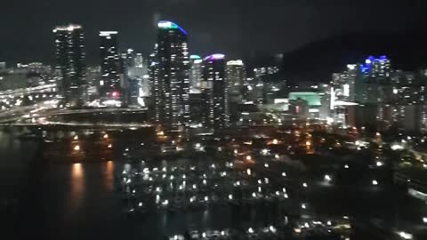 Night view from the hotel Asia Korea Busan Haeundae Winter sea Gwangan Bridge Marine City 2nd