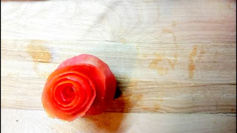 Tomato carving making beautiful rose