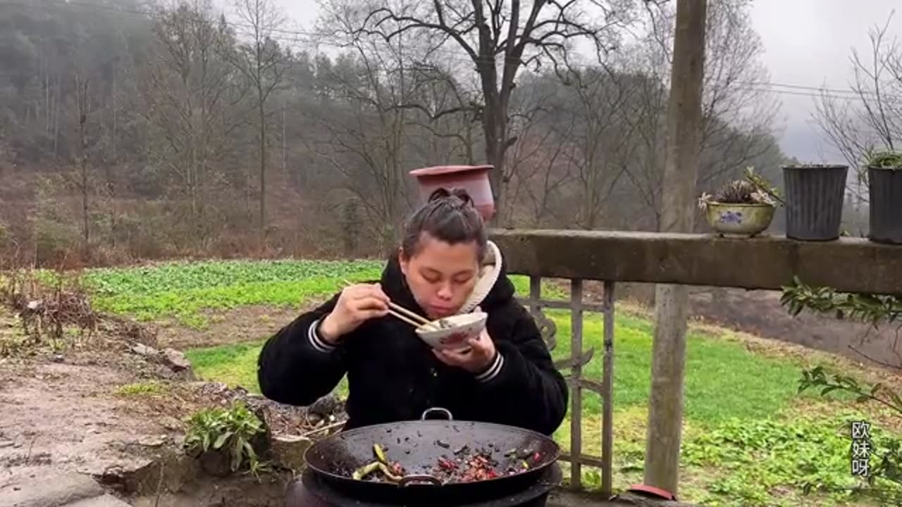 Eating delicious chili