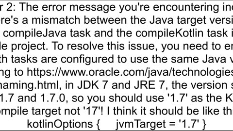 Error jvm target compatibility should be set to the same Java version