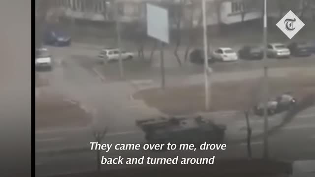 Ukrainian civilian ran over by a Russian tank, miraculously survived!