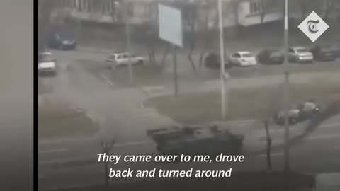 Ukrainian civilian ran over by a Russian tank, miraculously survived!