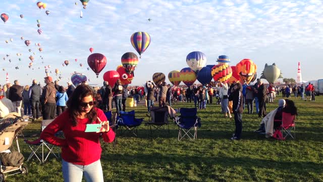 Hot air balloons in the air