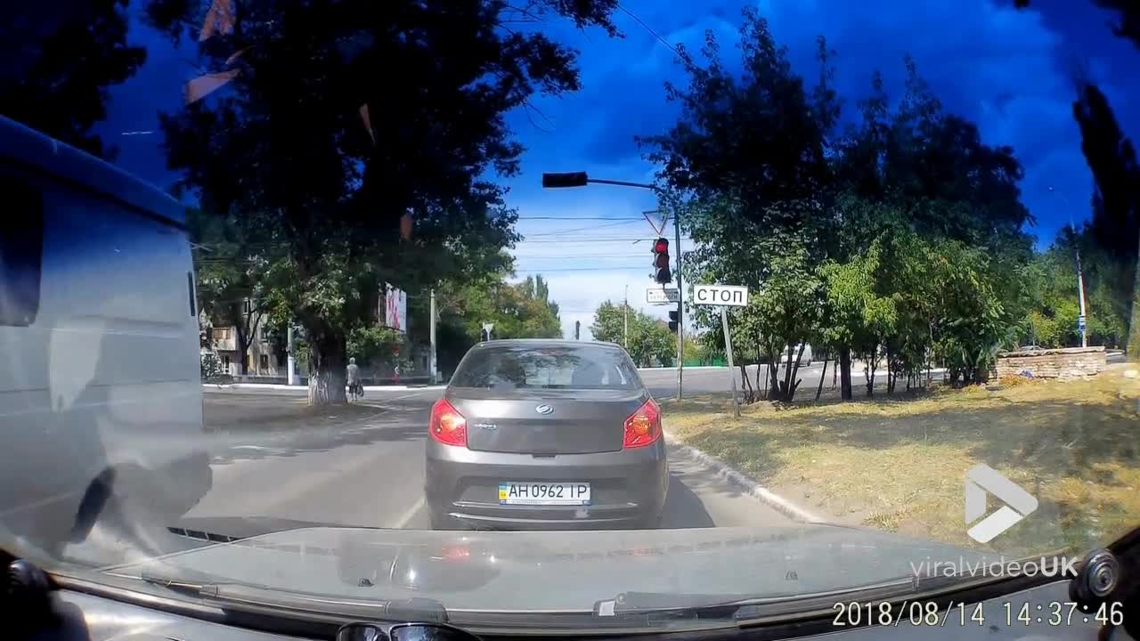 Lady pedestrian gets run over