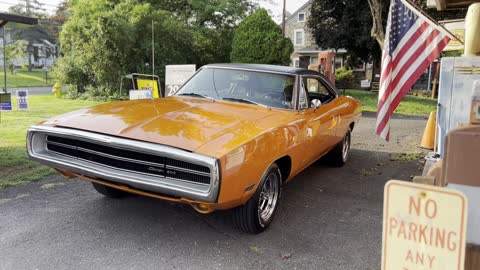 My 1970 Dodge Charger 500 at a Vintage Gas Station