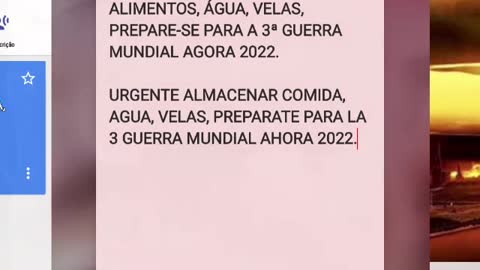 Português Español English: URGENT STORE FOOD, WATER, CANDLES, PREPARE FOR WORLD WAR 3