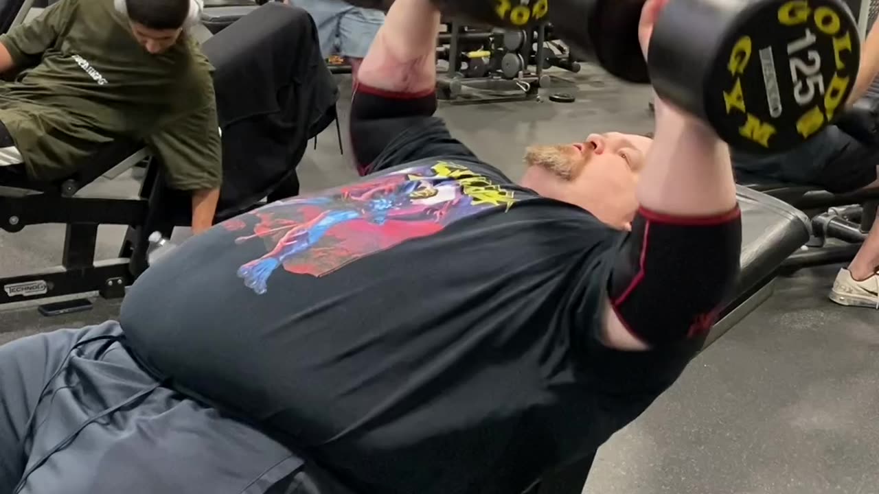 Incline Dumbbell Press With 125 Pound Dumbbells