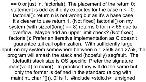 C function gives wrong result when function call on main is refactored