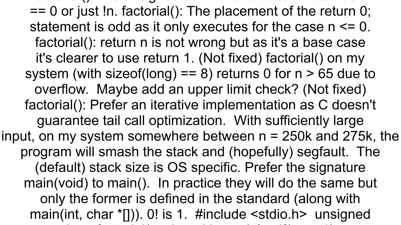 C function gives wrong result when function call on main is refactored