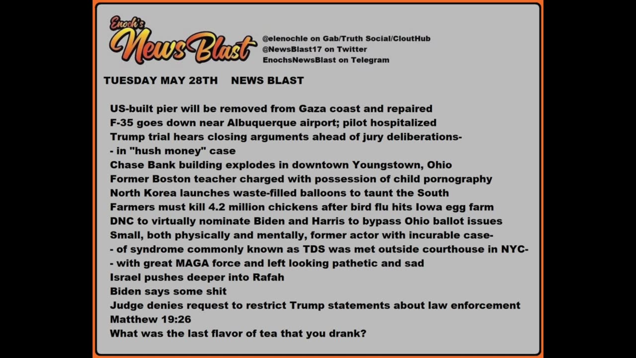 Tuesday, May 28, 2024 News Blast