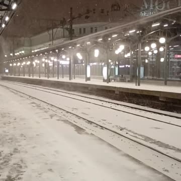 Beautiful snow covered train station platform