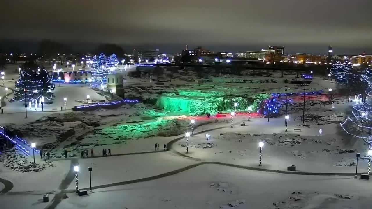 Beautiful Frozen Falls Park Sioux Falls So. Dak at Christmas