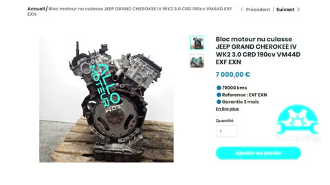 ALLOMOTEUR.COM - Bloc moteur nu culasse JEEP GRAND CHEROKEE IV WK2 3.0 CRD 190cv VM44D EXF EXN
