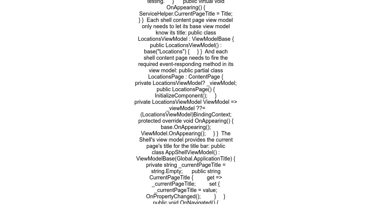 .NET MAUI Customize Shell TitleView and bind to current page title