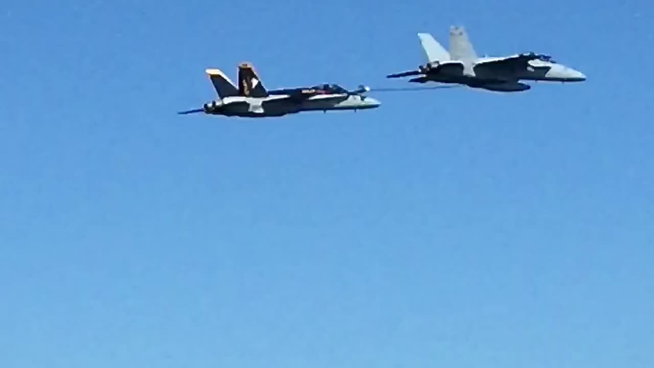 NAVY F-150 Refuels mid-flight during floating air show