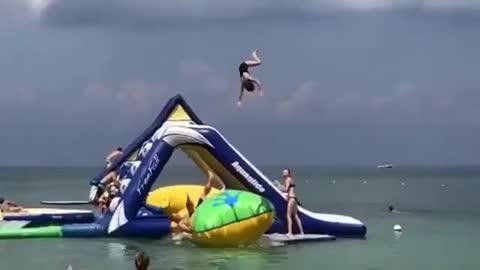 Funny Video | Dad Jump And little girl fly in the air | It's too funny watch it