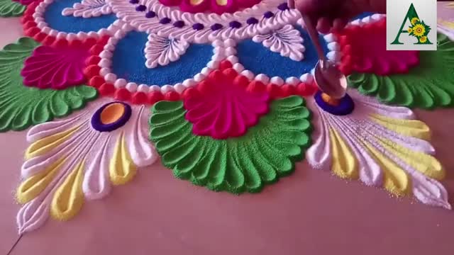 colourful rangoli design sand art