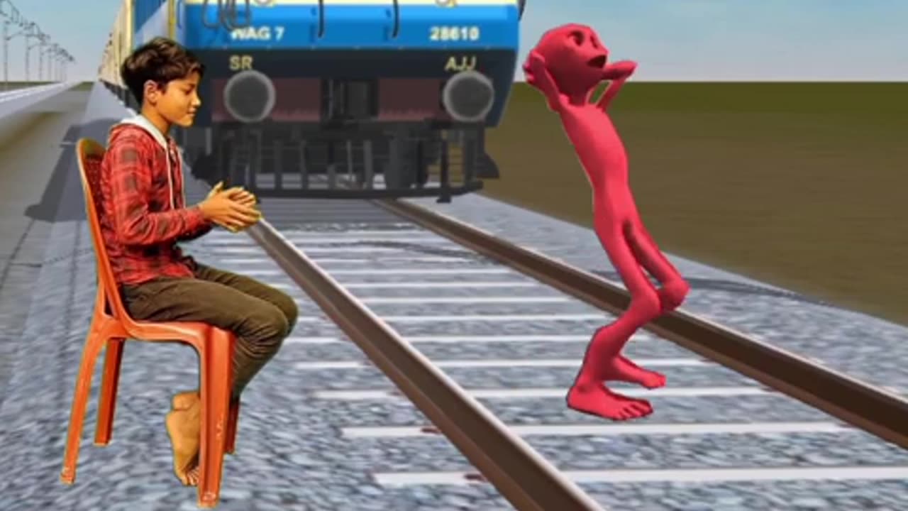 Funny cartoon dancing on railway track 😱😱😱