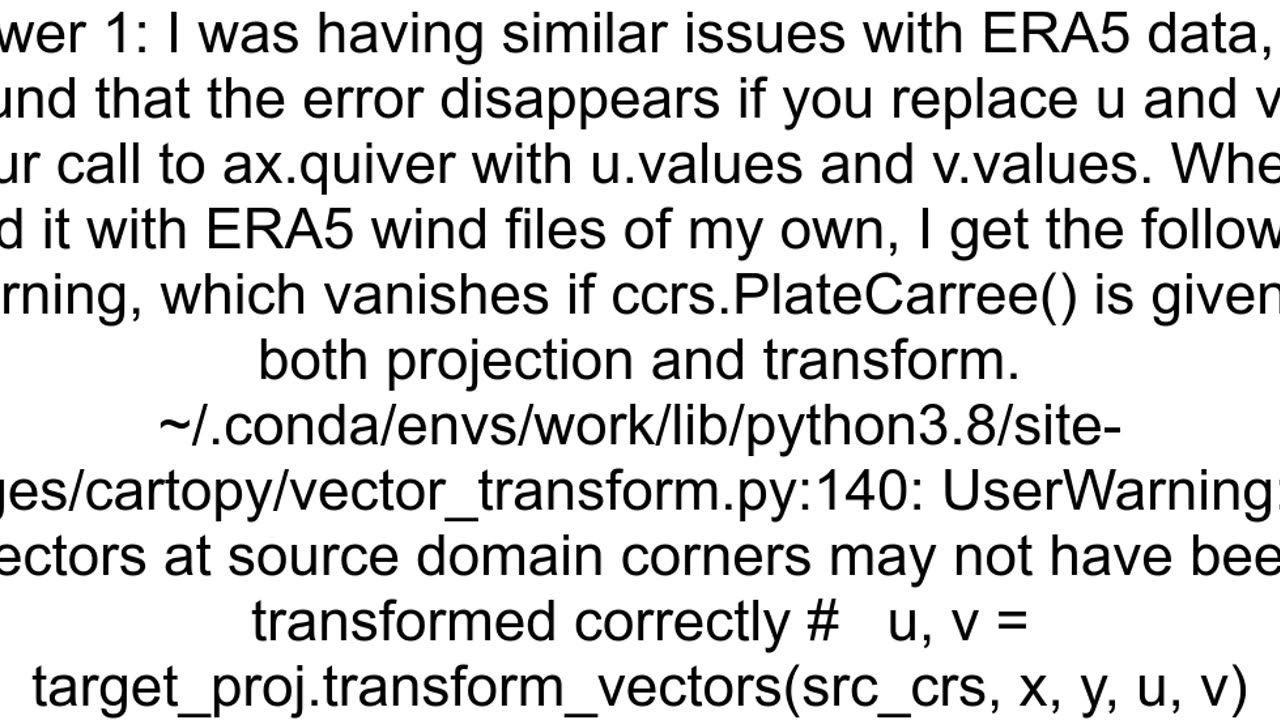 quot2dimensional boolean indexingquot the error of axquiver function when use cartopy