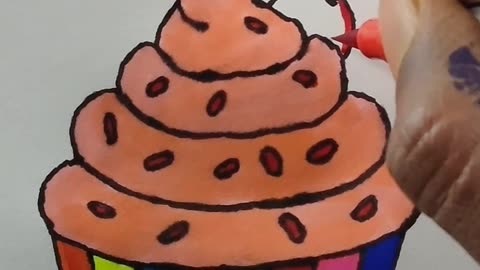 Cup cake drawing satisfying