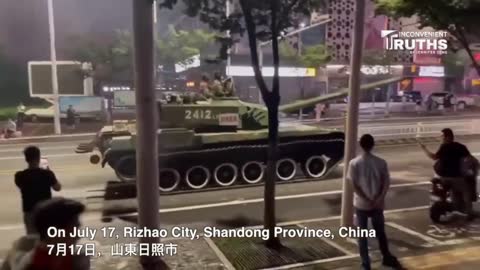 Tanks Are in the Streets in China Protecting the Banks