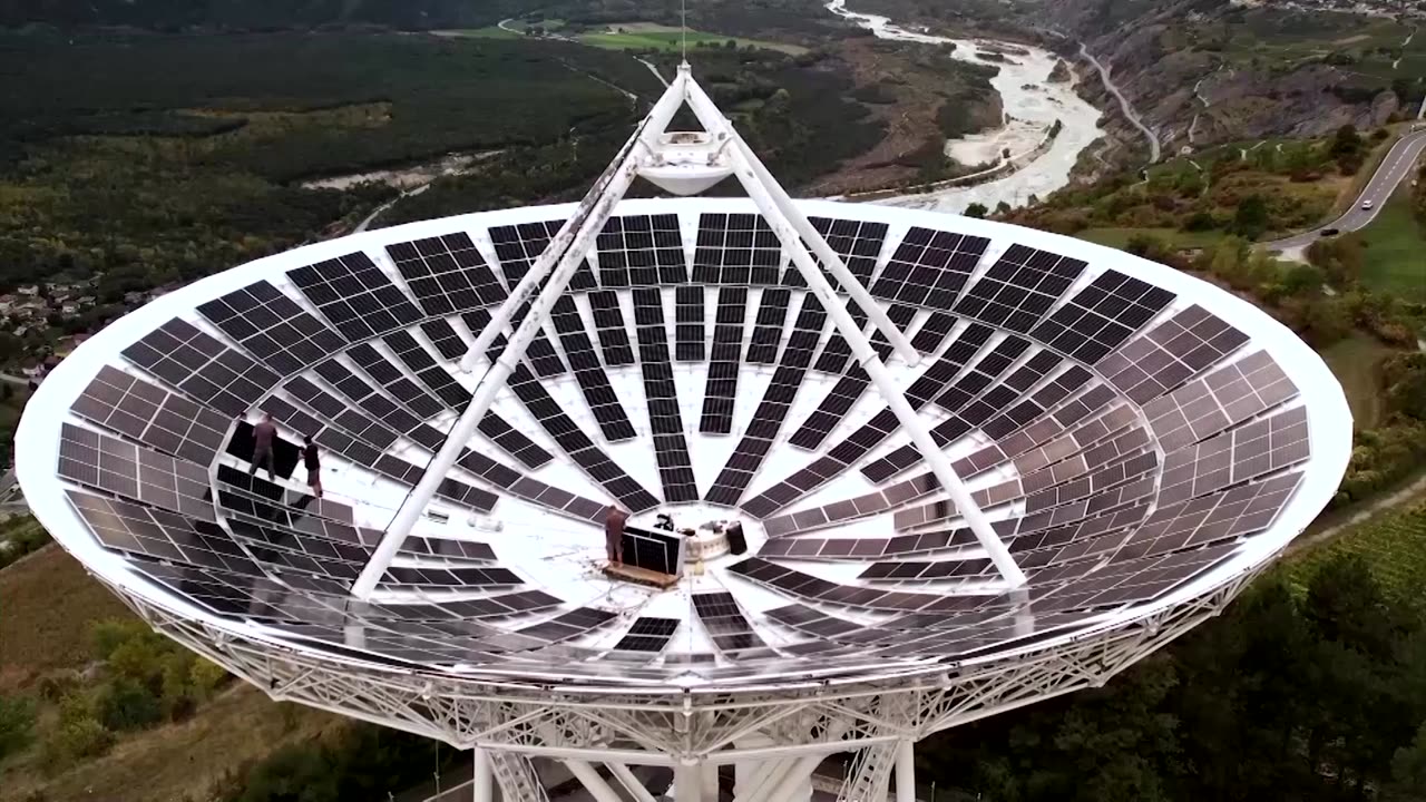 Swiss satellite dishes converted into giant solar panels