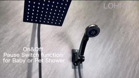 Shower Head with handheld, High Pressure 8'' Rainfall Stainless Steel with ON/OFF Pause Switch ,