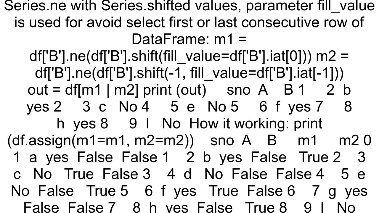 extract rows with change in consecutive values of a column from pandas dataframe