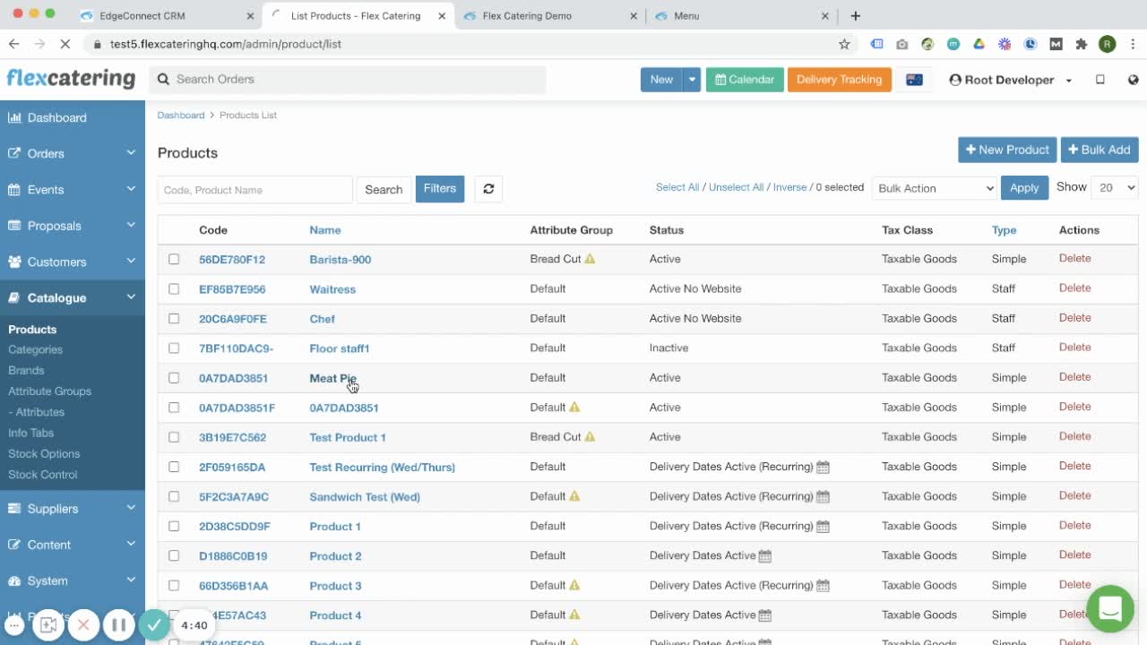 Flex Catering Release Notes V5.13