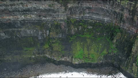 Sea Waves Breaking On The Shore Below A Cliff