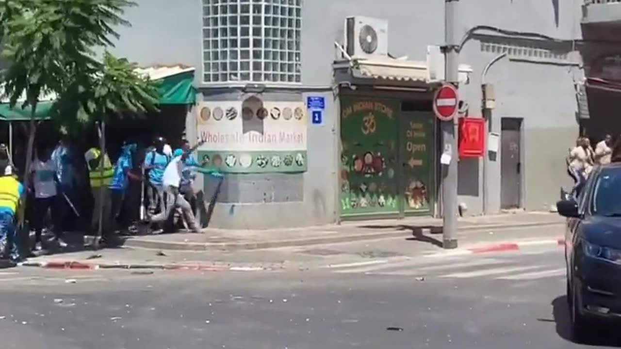 Tel Aviv, Israel. Illegal immigrants protest and smash up the city