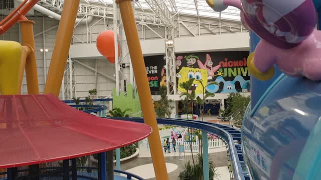 Spencer on the train at Nickelodeon Universe - VID_20201011_111733