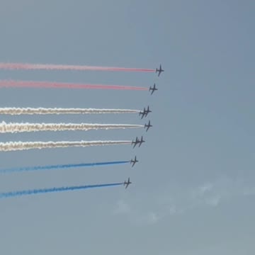 American flag fly over!
