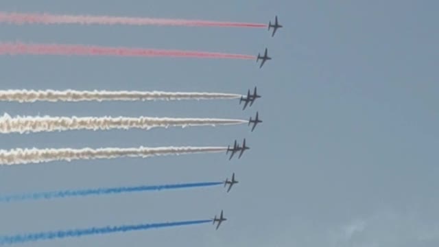 American flag fly over!