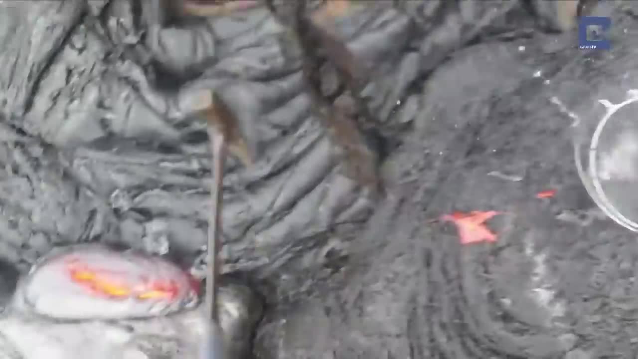 POV Of Geologists Collecting Lava