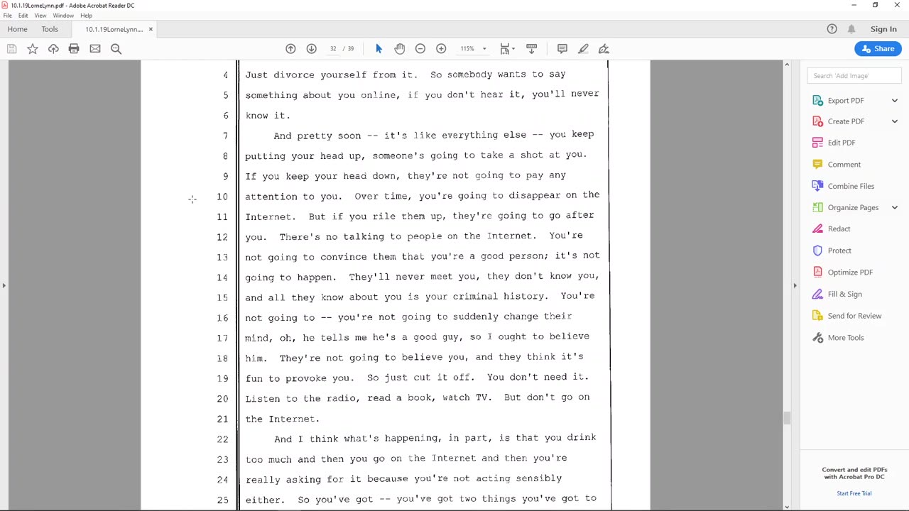 Walls Commentary - Lorne Armstrong (Sentencing Transcript - Part 2)