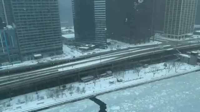 layers of ice drifting by Chicago's wind gusts !