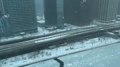 layers of ice drifting by Chicago's wind gusts !