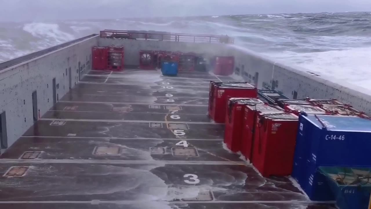 North Sea Waves Batter Ship