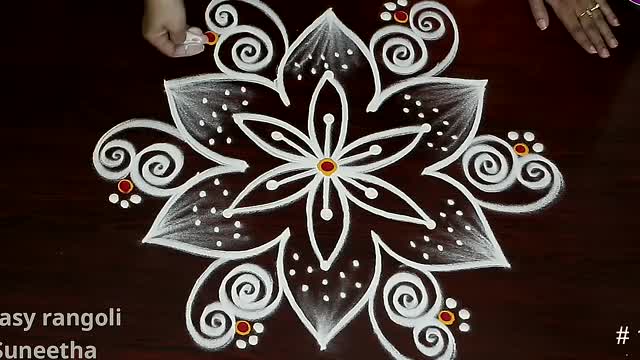 2 beautiful Doorstep rangoli designs Easy & simple kolam by Suneetha daily muggulu