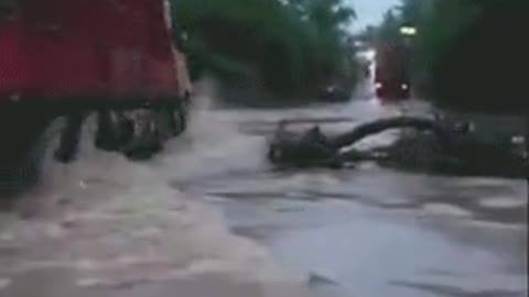 Truck gets washed away