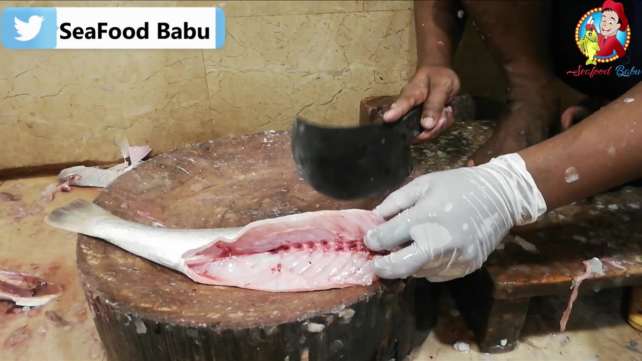 Amazing Mushka Croaker Fish Cutting | SeaFood Babu | Fish Cutting Skills | Fish Market Karachi