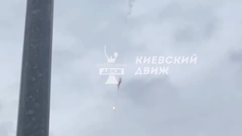 🦅💥 The moment the UAV was shot down over Kyiv just now.