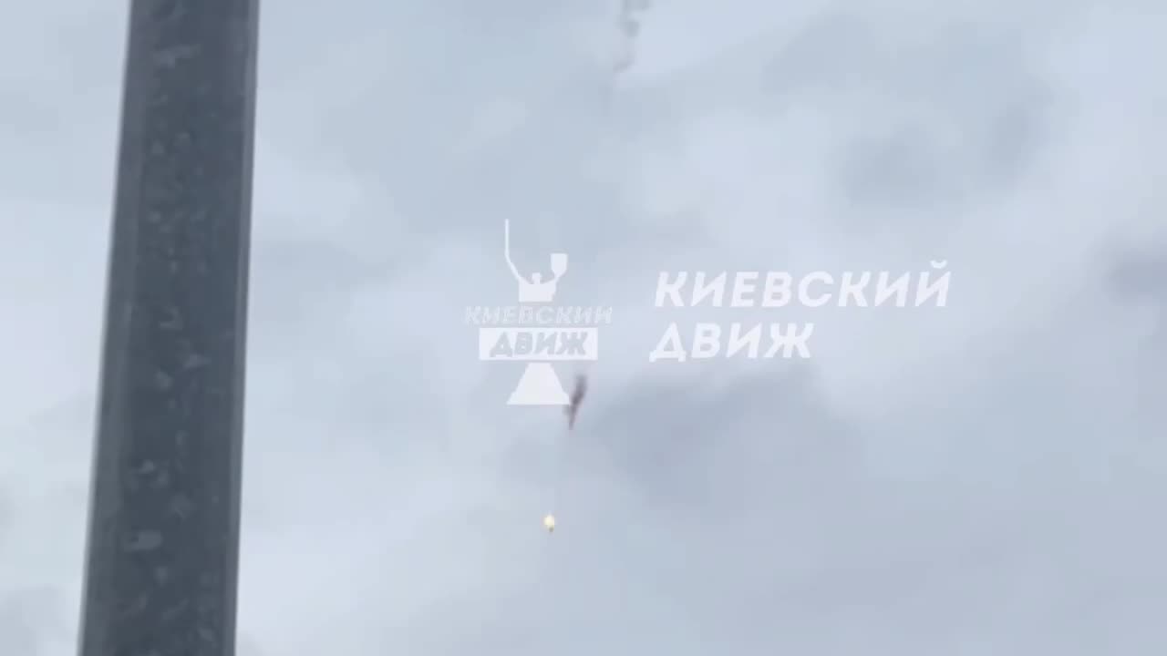 🦅💥 The moment the UAV was shot down over Kyiv just now.