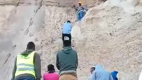 Climbing mountain in ethiopian church